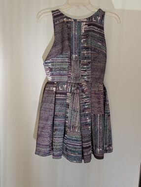 H and M Sleeveless Patterned Fit-and-Flare Dress in Multi Purple